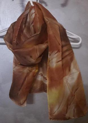 Коричневый шелковый шарф шаль ideen in stoff шов роуль5 фото