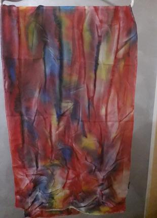 Красивый разноцветный шелковый шарф шаль ideen in stoff шов роуль3 фото