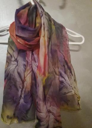 Красивый разноцветный шелковый шарф шаль ideen in stoff шов роуль5 фото