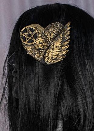 Заколка сердце готика стимпанк день валентина