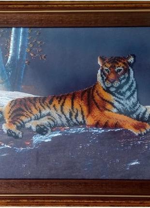 Картина вишита бісером нічний тигр2 фото
