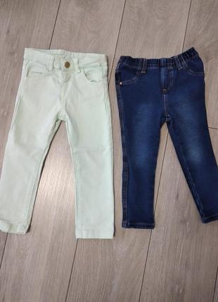 Салатовые джинсы zara и синие джегинсы на девочку2-3 года
