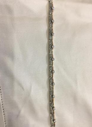 Серебряный браслет с золотыми пластинками