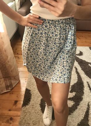 Спідниця жіноча в квіти, юбка женская в цвети, юбка мини, спідниця міні, h&m, нова