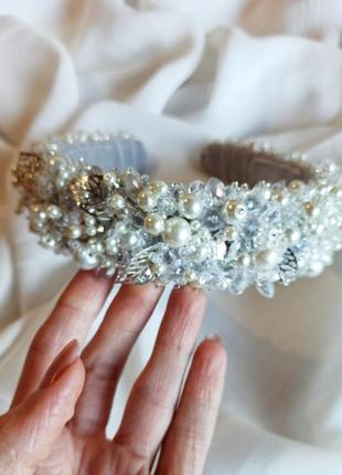 Обруч-ободок для волос хрустальный, жемчужный ksenija vitali