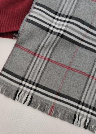 100% віскоза теплий шарф сіро-бордовий4 фото