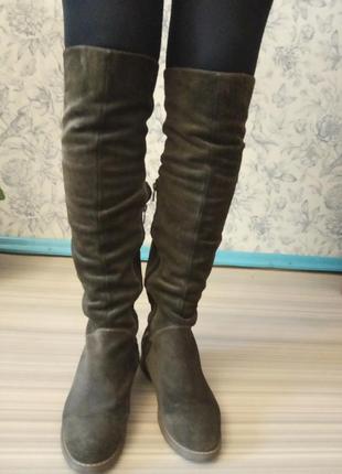 Високі чоботи, ботфорти з натуральної замші