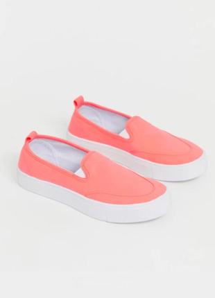 Слипоны, мокасины, кеды неоновые оранжевые, коралловые asos