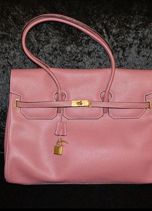 Ділова світло-коралова шкіряна сумка