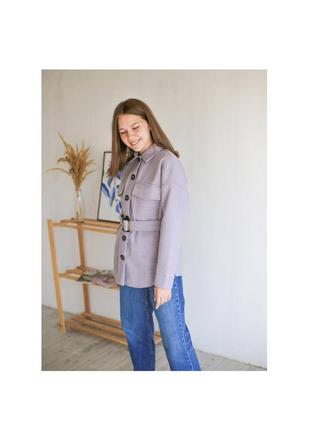 Сорочка пальто з пальтової тканини 4626 пурпурний бузковий