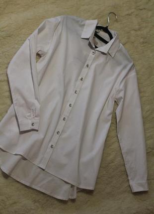 Класична подовжена котонова сорочка рубашка блузка1 фото