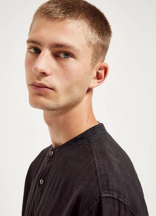 Льняная рубашка воротник стоичка pull & bear2 фото