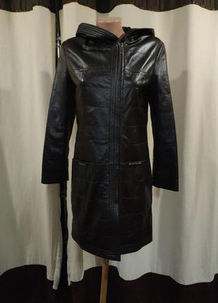 Бесподобное кожаное пальто плащ куртка franco di marco leather&fur, р.38