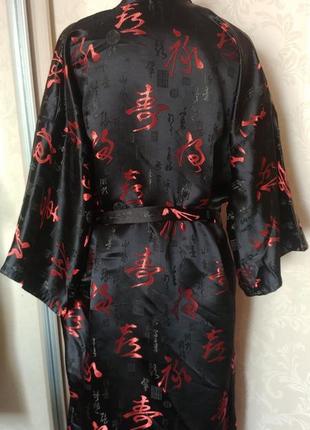 Шелк китай шелковый халат кимоно двусторонний вышивка черный оригинал5 фото