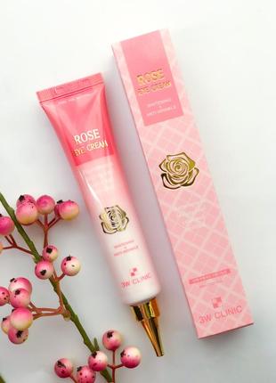 Антивозрастной осветляющий крем для кожи вокруг глаз 3w clinic rose eye cream