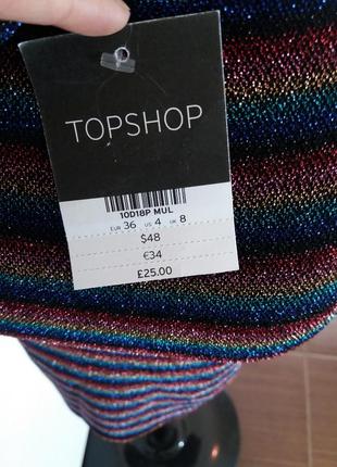 Супер яркое платье для вечеринки с люрексом, открытые плечи и спина от topshop.4 фото