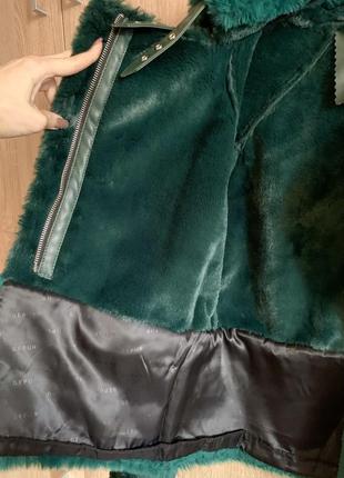 Женская короткая стильная куртка пилотка зелёного бутылочного/изумрудного цвета s/m7 фото