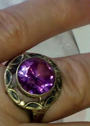 Кольцо ссср  ( 4 мю ) 875 пробы, аметист.