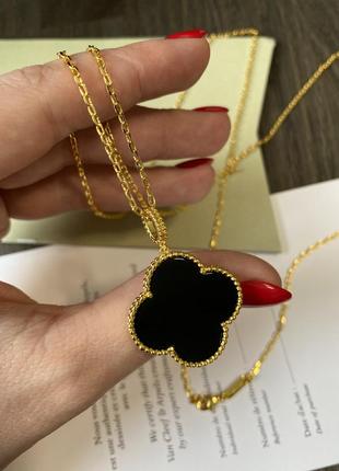 Кулон клевер на длинной цепочке