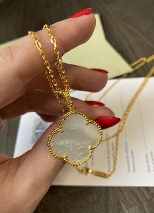 Кулон клевер на длинной цепочке