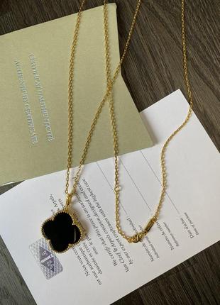 Кулон клевер на длинной цепочке