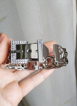 Широкий браслет серебро серебряный ремешок цепочка на руку2 фото
