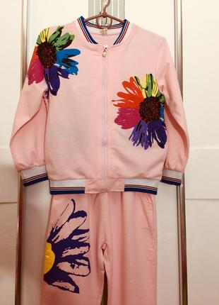 Костюм жовтий рожевий малиновий 116 128 140 146 новий2 фото
