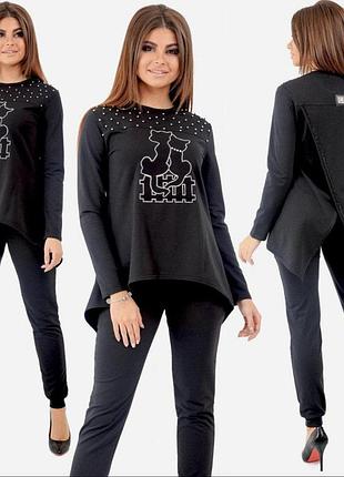 Красивый костюм спорт шик туника и брюки на манжете