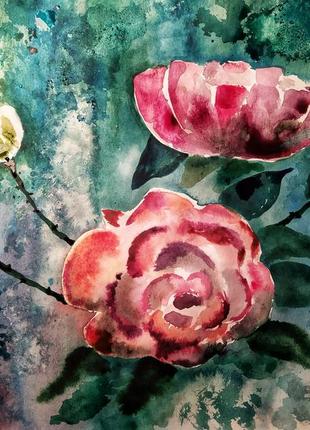 Картина 30*40 акварель ручна робота "рожеве настрій"