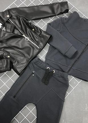 Косуха из эко кожи на подкладке из хлопка цвет черный мягкая на ощупь кожа