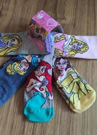 Набор 5 пар носки принцессы рапунцель ариэль, бель , золушка , аврора дисней