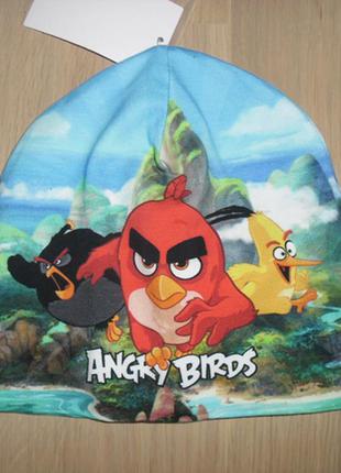 Шапка н&м, деми, с фотопринтом angry birds, р.92/104