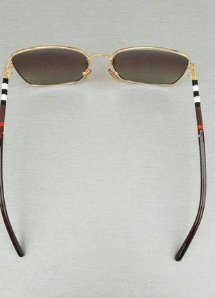 Burberry окуляри великі жіночі сонцезахисні коричневі в золоті4 фото