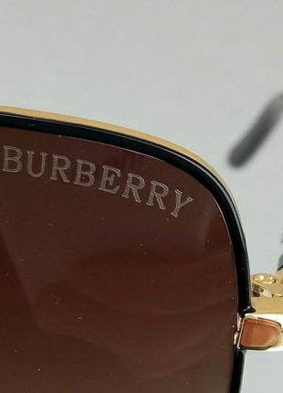 Burberry окуляри великі жіночі сонцезахисні коричневі в золоті8 фото