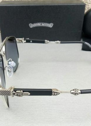 Chrome hearts очки мужские серые в серебристой металлической оправе5 фото