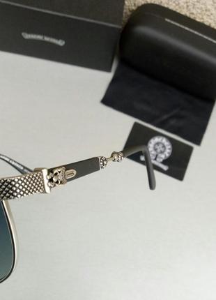 Chrome hearts очки мужские серые в серебристой металлической оправе10 фото