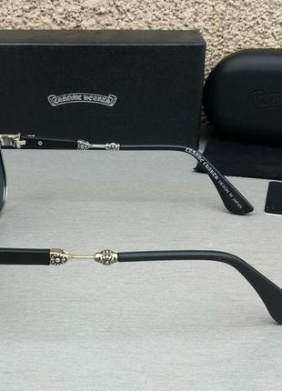 Chrome hearts окуляри чоловічі чорні сонцезахисні в металевій оправі сріблястою3 фото