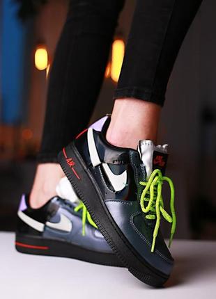 Кроссовки/кросівки nike air force 1 'vandalized iridescent' green black