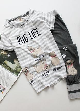 Красивая пижамка с мопсами м 10 12