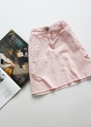Красивая нежно персиковая юбка с потертостями хс с1 фото