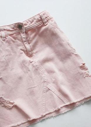 Красивая нежно персиковая юбка с потертостями хс с2 фото
