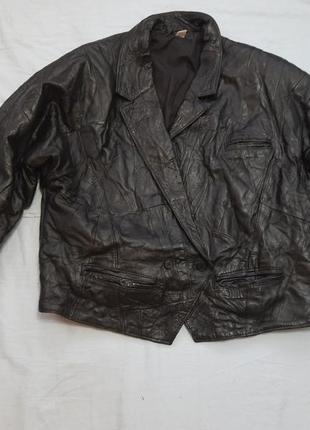 Шкіряна куртка вінтаж з шматочків подплечники рукав летюча миша туреччина5 фото