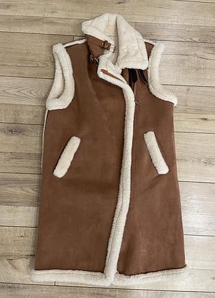 Жилетка эко авиатор длинная