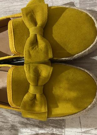 Туфли эскадрильи-слипоны с бантами)желто-горчичный цвет )🧡3 фото
