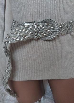 Стильний жіночий ремінь в кольорі срібло