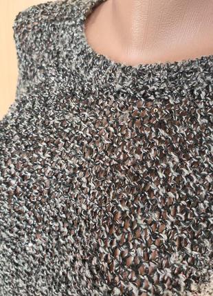 Серый серебристый блестящий свитер сетка полупрозрачный2 фото