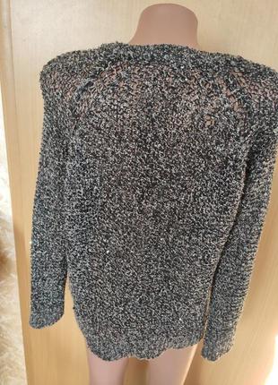 Серый серебристый блестящий свитер сетка полупрозрачный4 фото