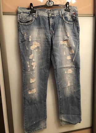 Прямие потертие джинси большого розмера батал 16