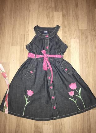 Сарафан джинсовий красивий gymboree з вишивкою тюльпани