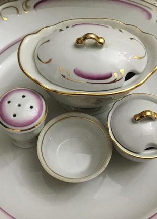 Шикарный аристократический винтажный набор посуды с супницей